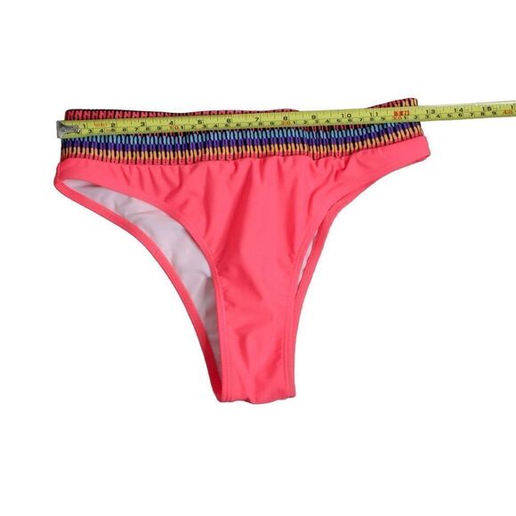 Shein High Waist Coral Orange Tribal Waist Cheeky Swim Bottom MEDIUM Beach - Picture 8 of 9
